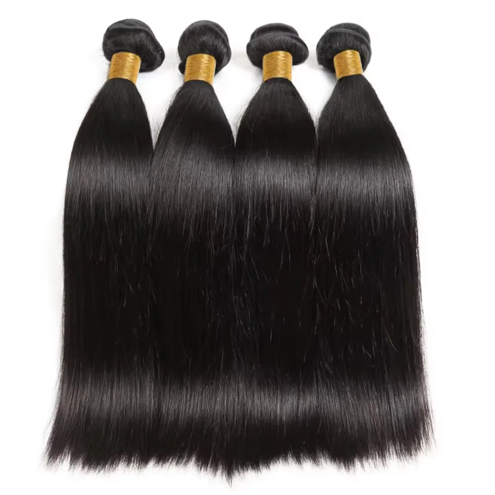 Straight Human Hair Bundles Natural Black Remy Hair Weave Extensions 10‑40 Inches Multiple Sizes 1 3 4 Pcs Hair Bundles Soft Thick Smooth Weft Hair For Black Women