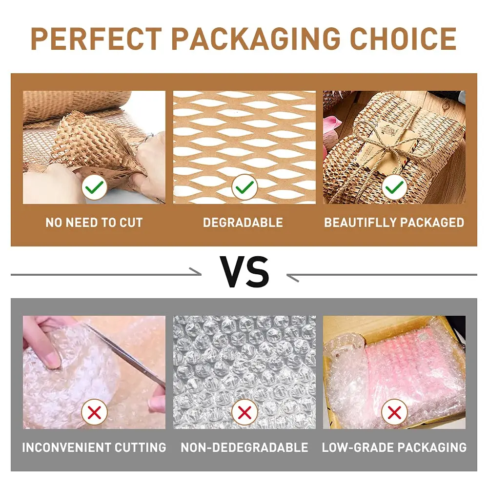 Honeycomb Folding Wrapping Material Brown 30cm Biodegradable Diy Decorative Gift  Improve Packing Efficiency Cushioning Paper