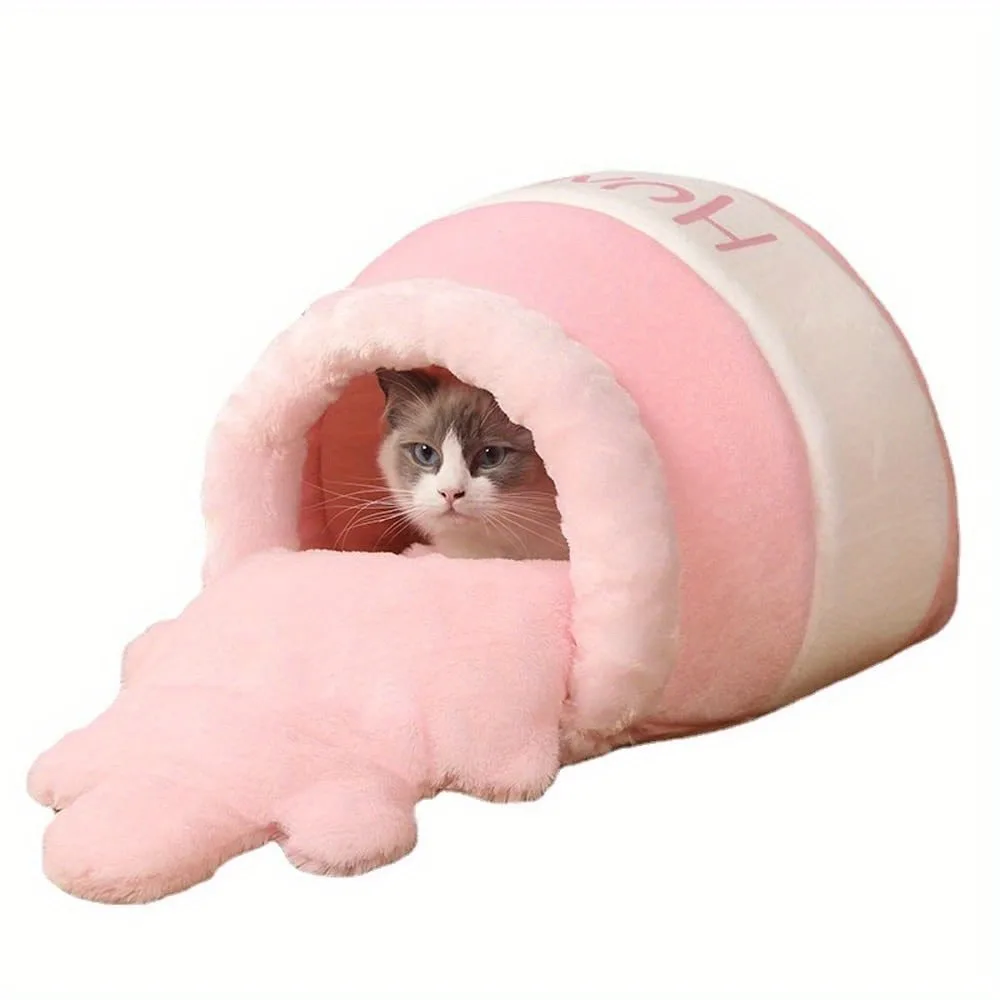 Autumnand Winter Honey Jar Cat Nest Four Seasons Universal Semi enclosed Warm Pet Nest Cat Sleep Cushion for Small andMedium Dog