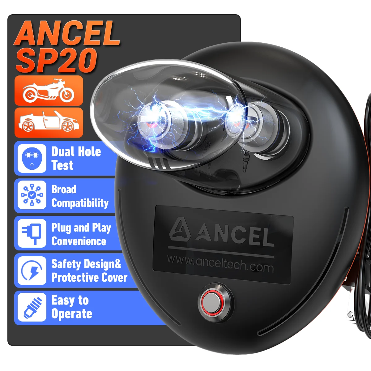 

Новейший автомобильный тестер свечей зажигания ANCEL SP20 со слабым действием 110 В 220 В автомобильный анализатор зажигания диагностический инструмент