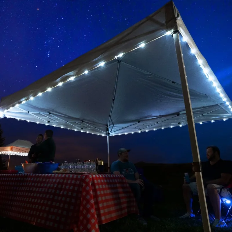 Stringa luminosa a LED CanopyBrightz per tetti da esterno, alimentata a batteria, bianca