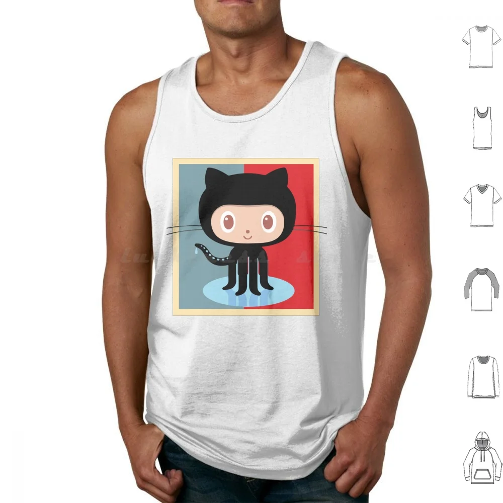Github Octocat , Funny Tank Tops Print Cotton Github Octocat Github Github Cat Github Octopus Github Octo Github