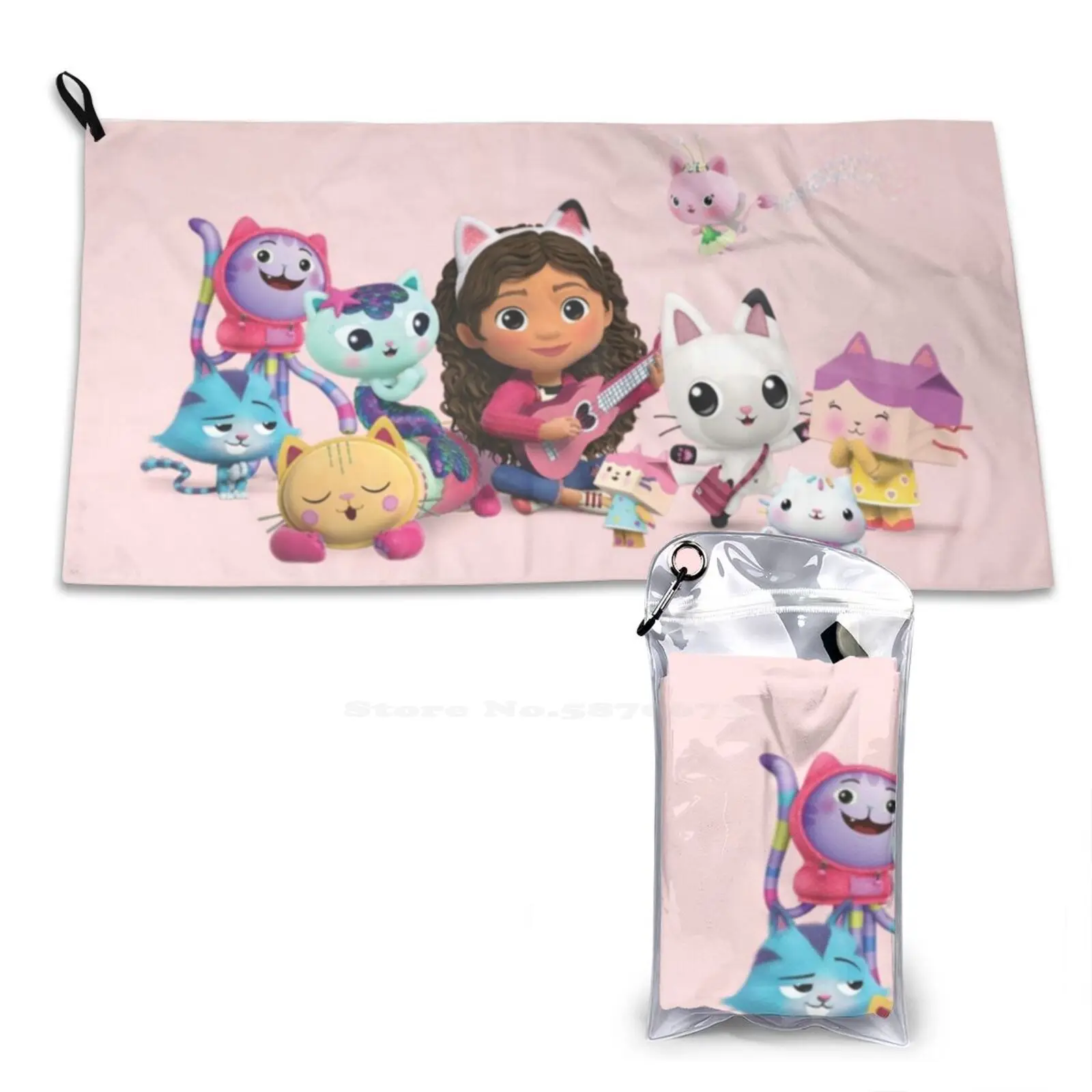 Gabby'S Dollhouse Bathroom Swimming School Travel Soft Towels Gabbys Dollhouse Cute Kids Show Cats Crew Dollhouse Kids Gabby