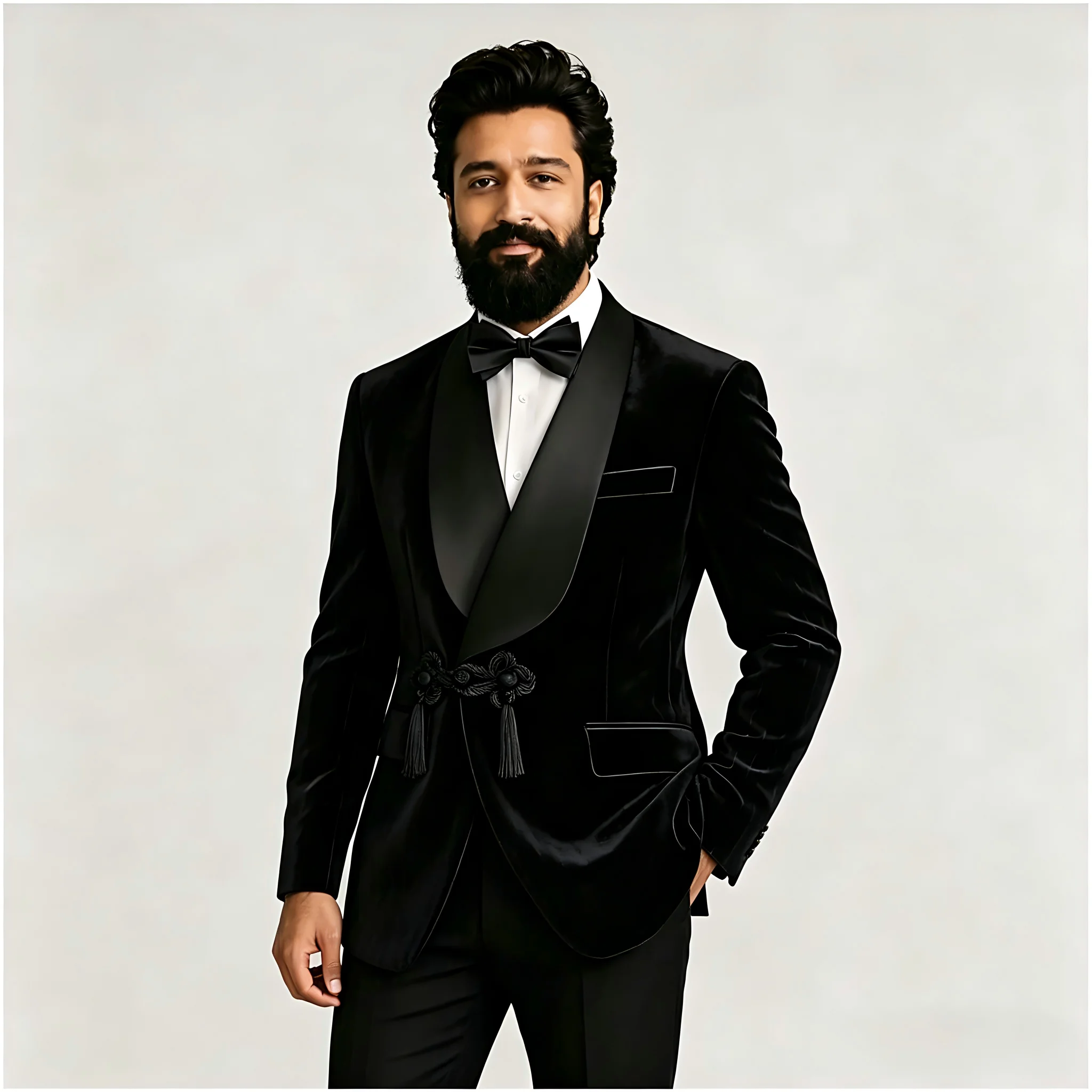 

Винтажный мужской смокинг: пиджак и брюки из черного бархата с шалевым воротником, двубортный, для свадьбы, вечеринки, торжественных мероприятий, на заказ