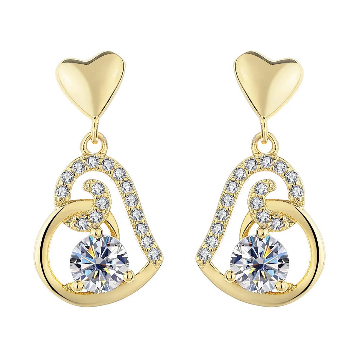 

Серьги из стерлингового серебра S925 с муассанитом в форме сердца, модные европейские и американские серьги высокого класса от сердца, элегантные серьги
