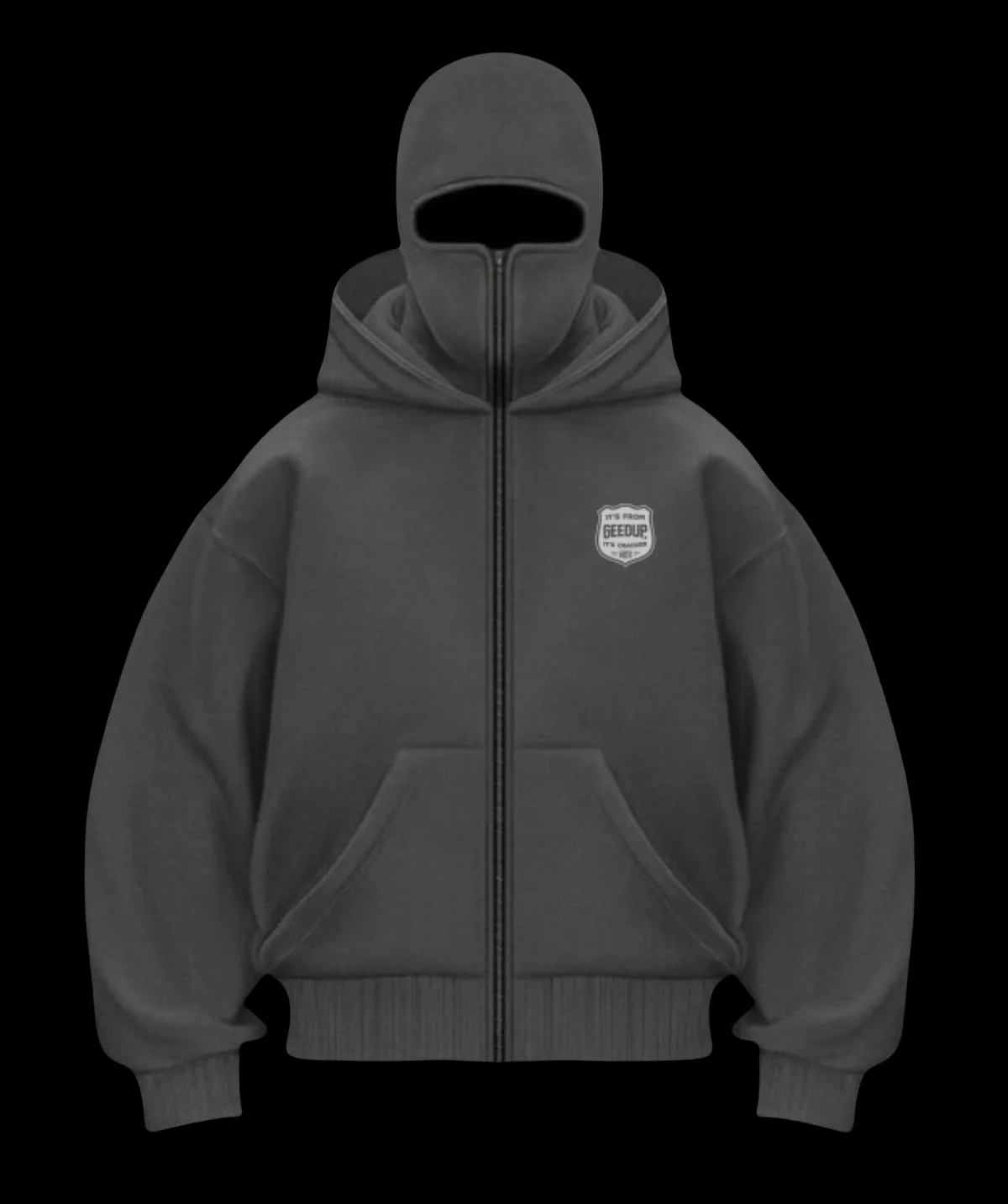 

2025 Autumn/Winter Men's Zippered Hooded Sweatshirt Balakrava Street Fashion Lettered Pattern Windproof Double Hooded Sweatshirt