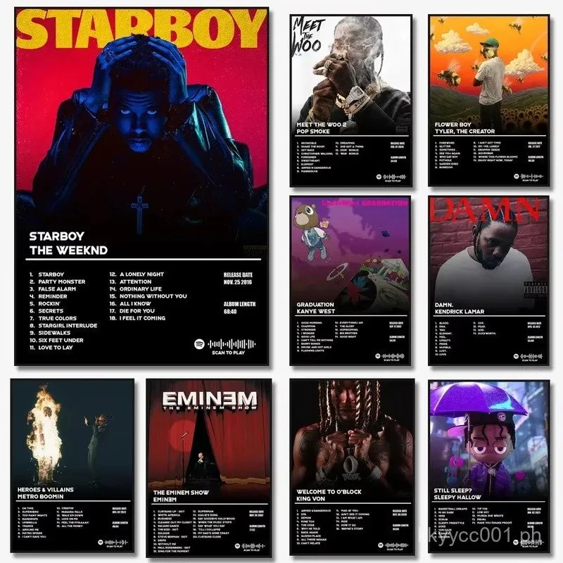 Music Hot Album Star Eminem Drake The Weeknd Starboy Poster Hip Hop Canvas Painting Art for Living Room Home Wall Decor Picture