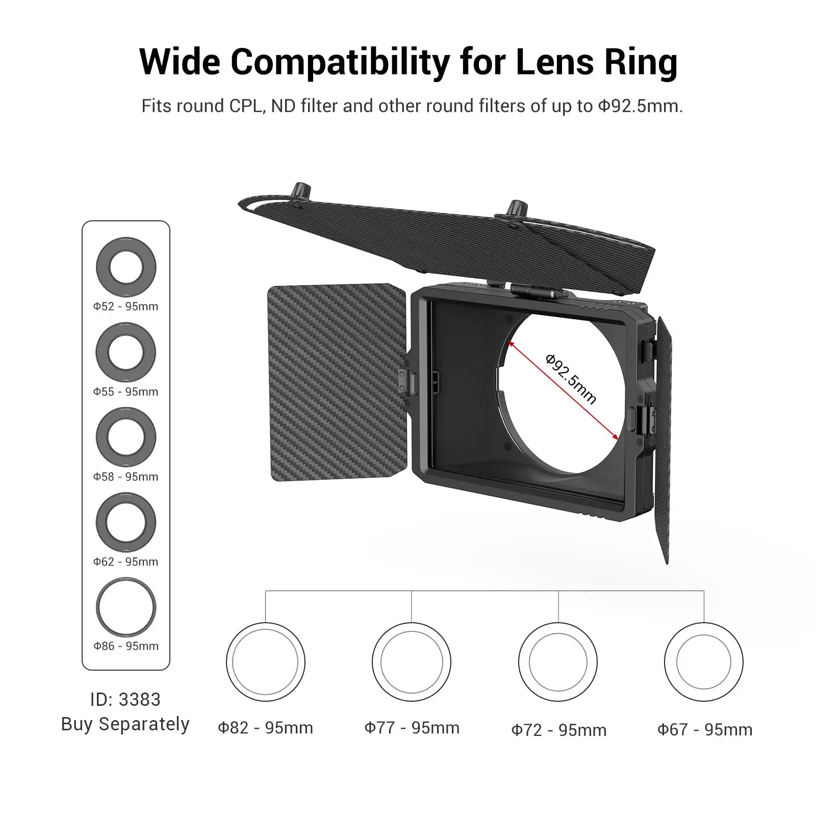 SmallRig Mini Matte Box Pro Mini Follow Focus Protection Against Glare and Flare Upgraded Quick Release with Side Flag