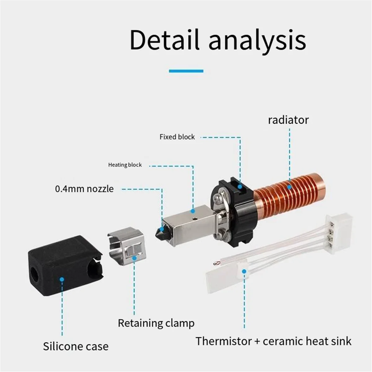 Nozzle Kit for AD5M Bamboo Head Integrated Quick-Release Hot End Extruder, Detachable Nozzle 3D Printer Accessories  -T44C