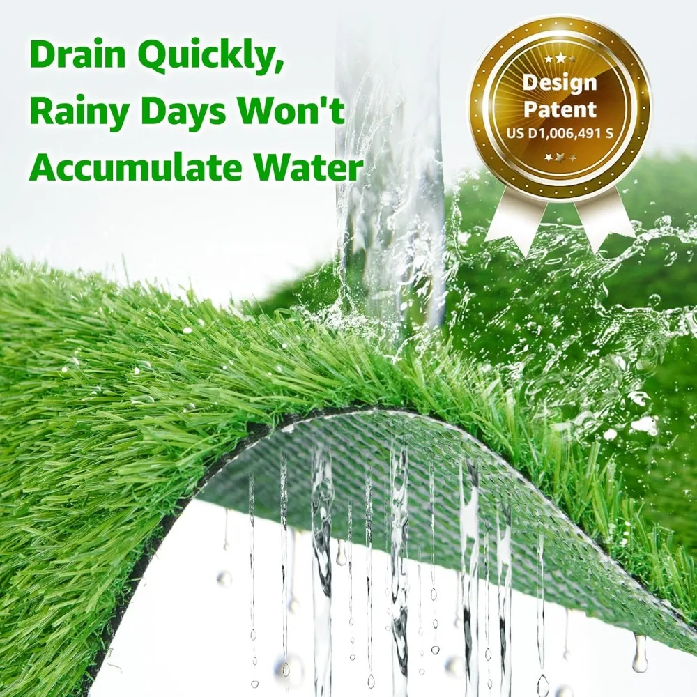 5ft x 8ft العشب الاصطناعي العشب داخلي في الهواء الطلق ، واقعية الاصطناعية وهمية الحديقة البساط لحديقة شرفة الفناء مع ثقوب الصرف #3