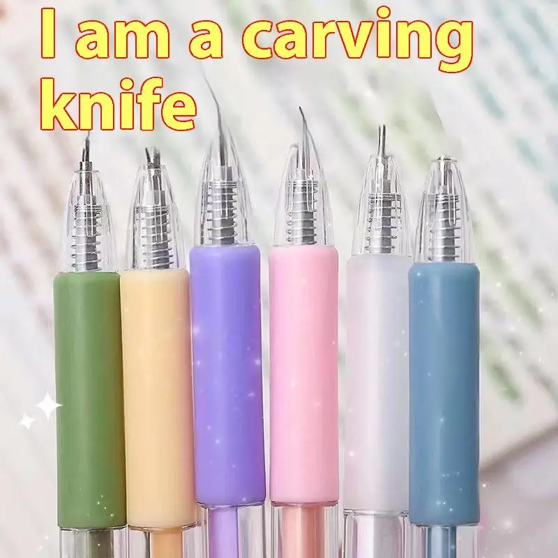 6pcs/set Refill Art Utility Knife Scrapbooking Cutting Tool Sticker Tape Cutter Paper Cut Knife Pen Express Box Knife DIY Craft