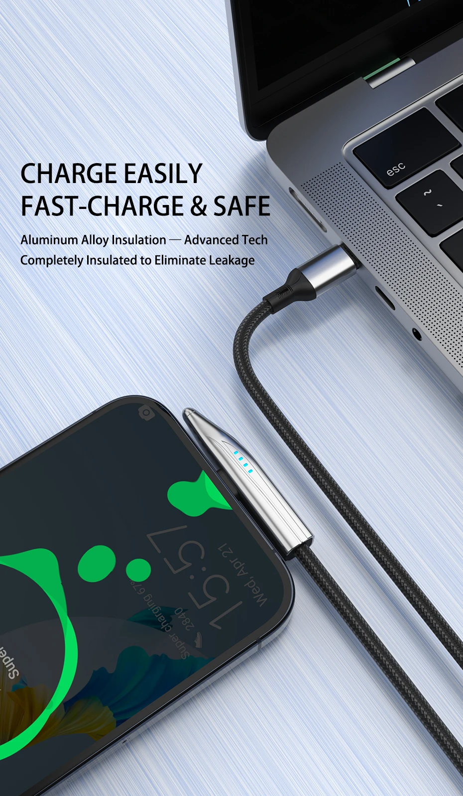 NNBILI 3 Stück 65/100/120/240W A-C und C-C Kabel Zugform Schnellladekabel 90 ° Winkel-USB-C-Kabel für Samsung S26 iPhone 18 – Detail 14