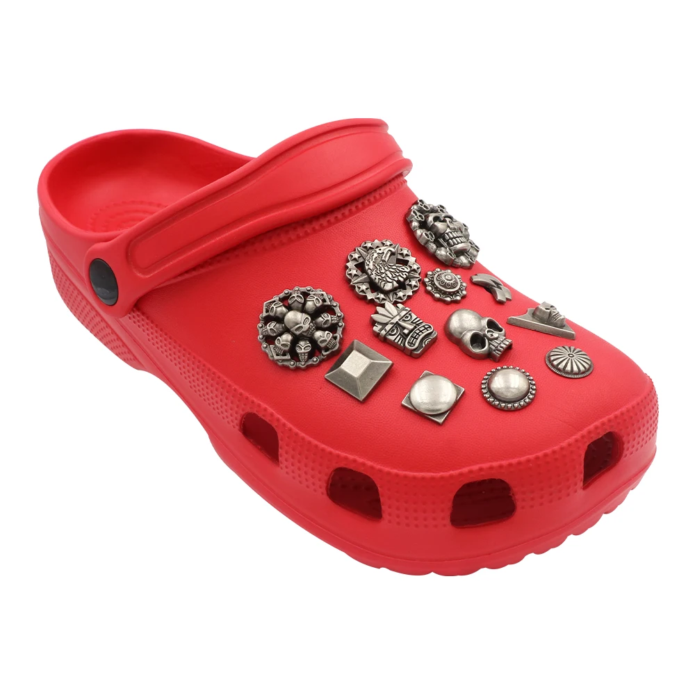 43 Pcs Metal Shoes Charms Vintage Clogs Slipper Adornos Shoe Крокросы 크록스 참 Accessories Silvery Breloque Enfant Holiday Gift