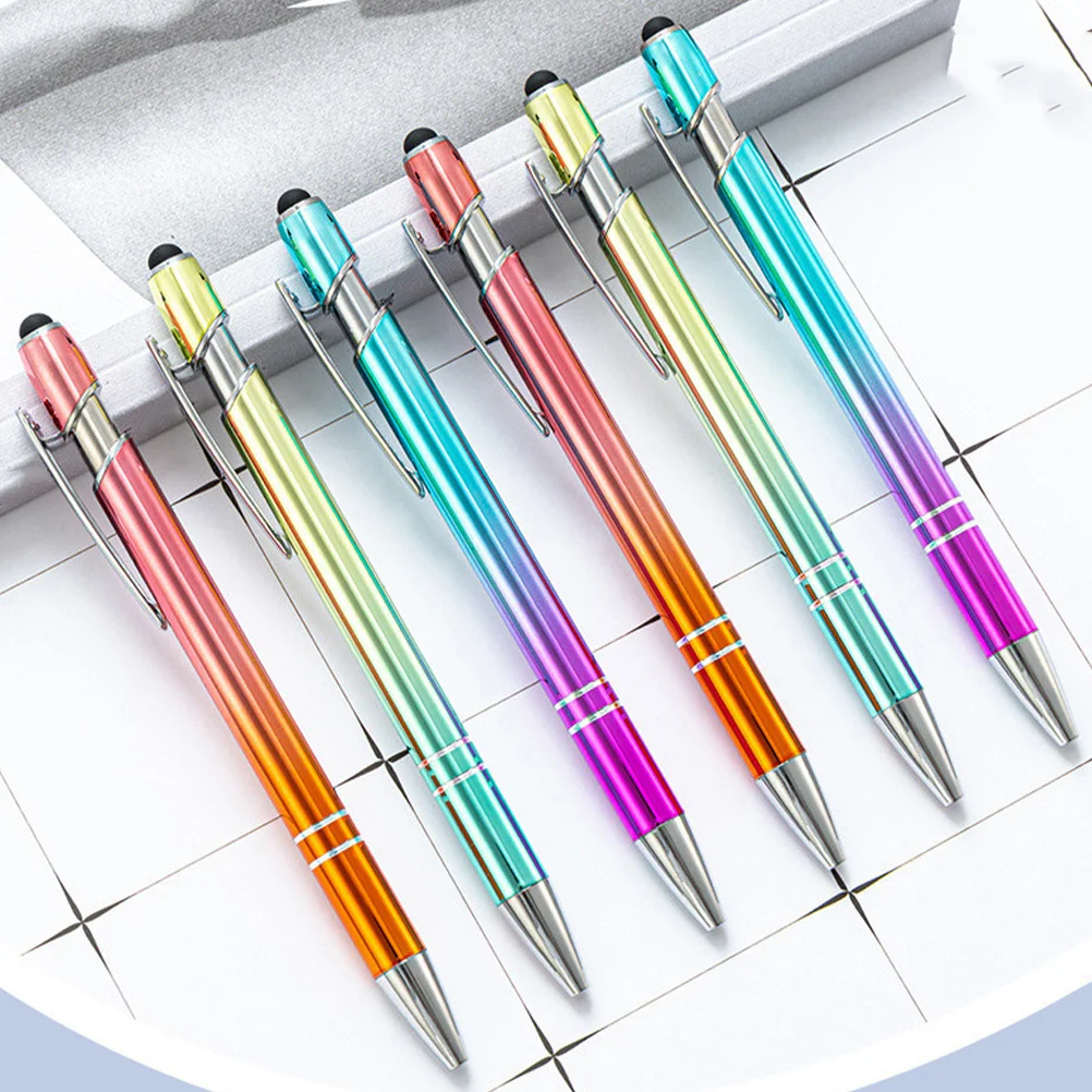 

6 Pcs Gradient Color Maggi Pen Portable School Pens Household Writing Student Interesting Ballpoint Aluminum Daily