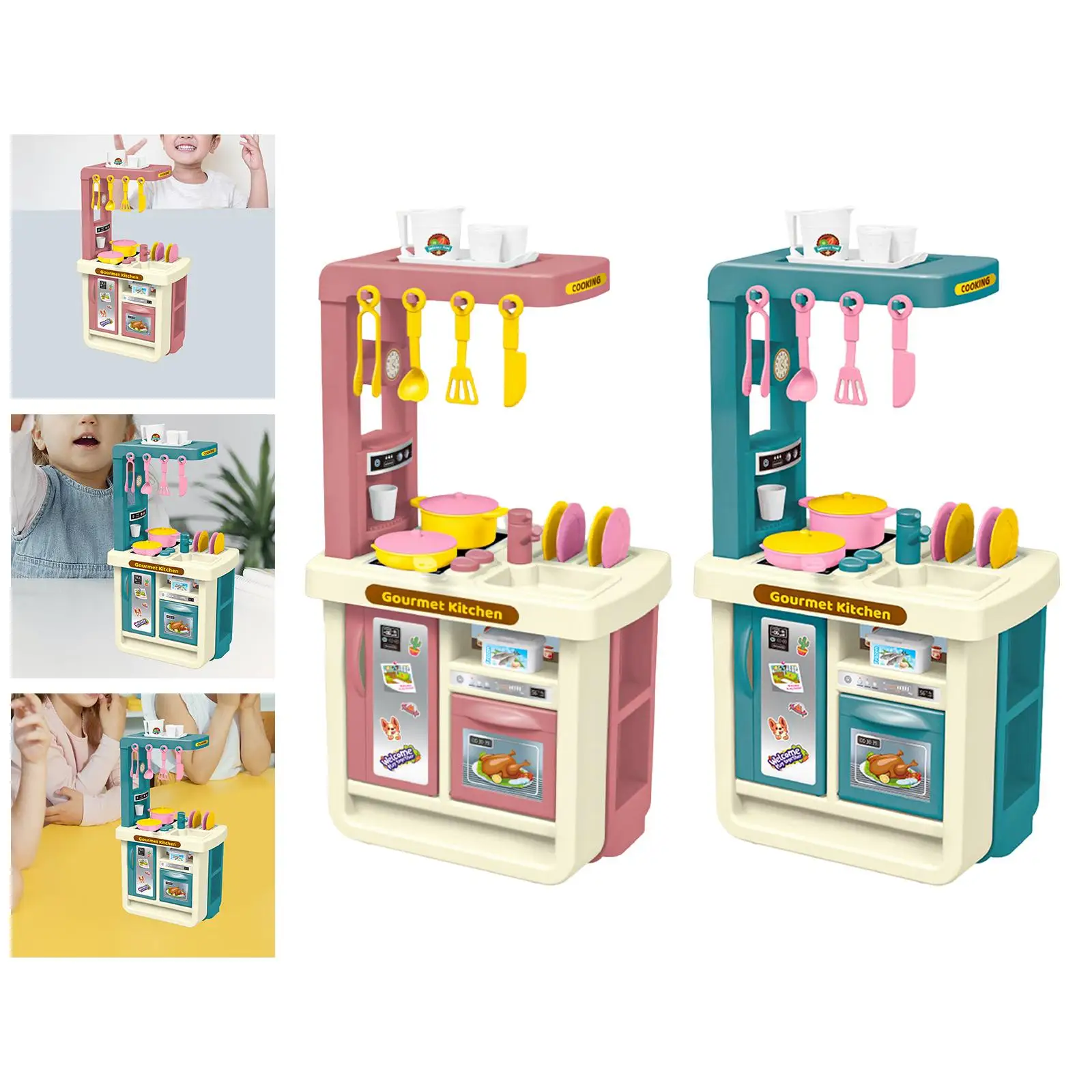 43x Kitchen Playset Toy Pretend Food and Cooking Playset for Game Dollhouse