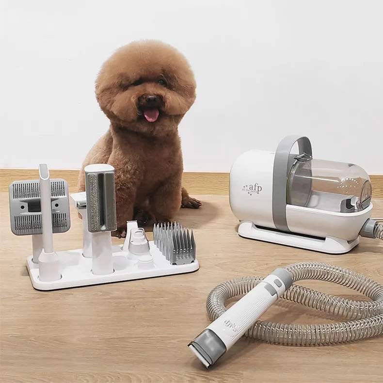 KINYU 7 In 1 Professional Cat Dog Hair Brush Trimmer Shaver Clipper Scissors Cleaner Tools Pet Grooming Kit With Vacuum Suction