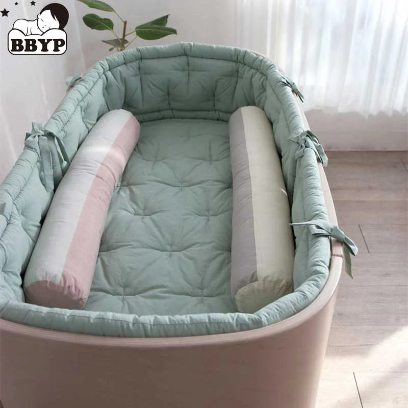 Baby Pillow Cotton Cot Bumper Solid Color Newborn Crib Bed Fence Protector Infant Baby Cylinder Sleeping Comfort Pillow Cushion