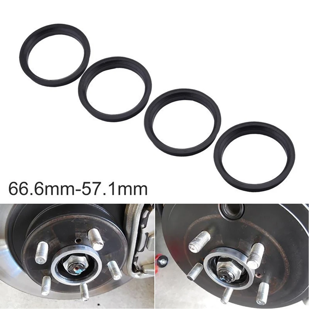 4Pcs/Set Black Automotive Car Plastic Wheel Hub Centric Rings Center Hubrings Bore 73.1-63.4, 73.1-65.1, 73.1-66.1, 73.1-66.6