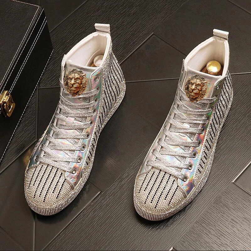 

High-top shoes fashionable and unique men's studded mid-calf boots from a trendy brand New style breathable Zapatos Hombre 2