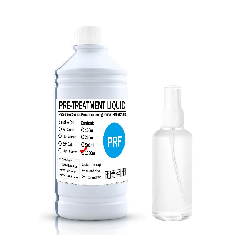텍스타일 안료 잉크 코팅용 스프레이 DTG 잉크 전처리액, 인쇄 전 DTG 프린터용, 밝은 색상 및 어두운 색상 모두 사용 가능