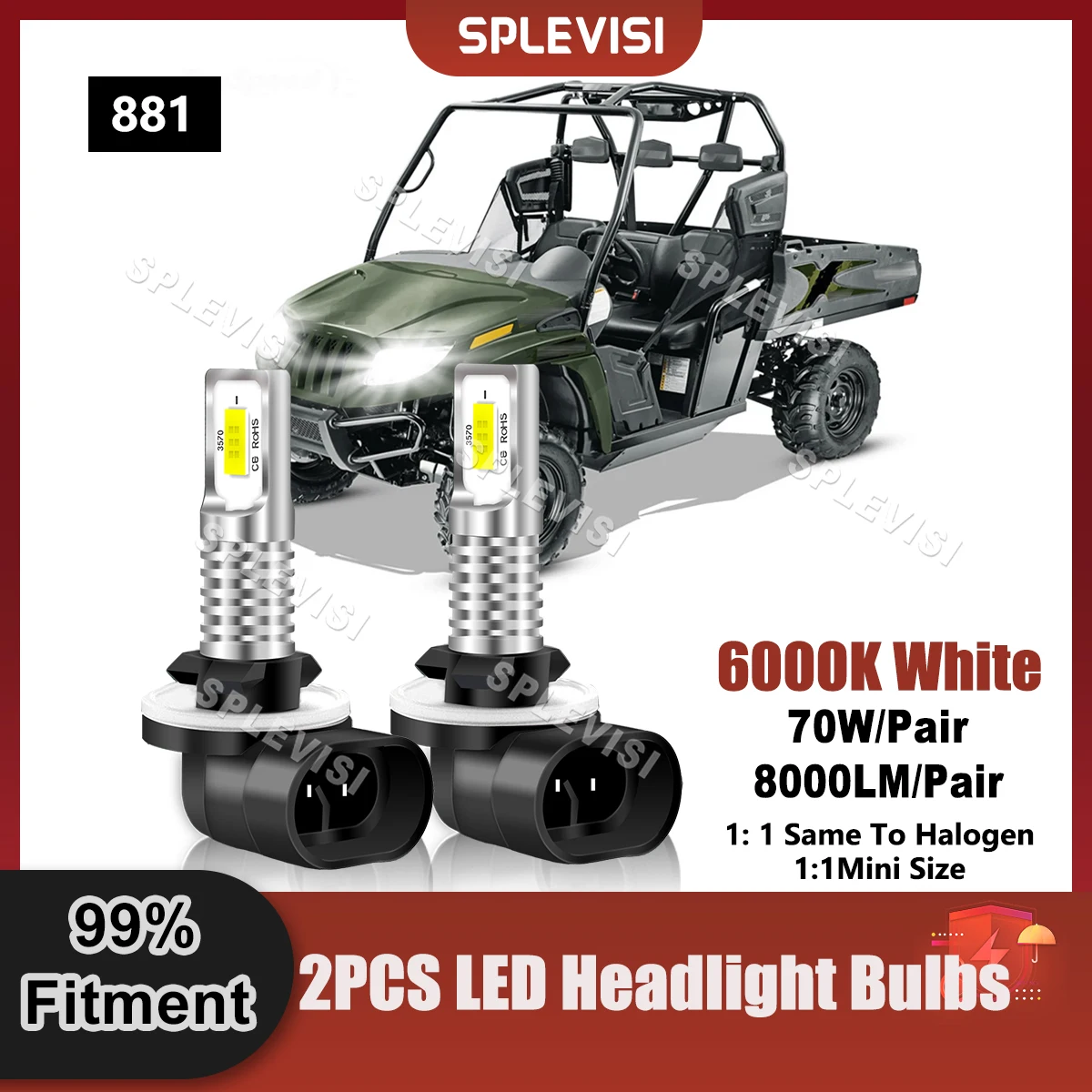 

HID White Replace LED Headlight 9v-24v 70W ATV For Arctic Cat PROWLER 500 HDX Arctic Cat PROWLER XT 650 H1 AUTOMATIC 4X4