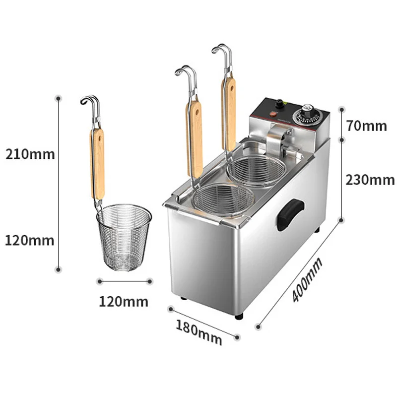 Estufa de fideos eléctrica de TEN-4L, máquina comercial de cocina de fideos de doble punta de acero inoxidable, estufa de sopa en polvo picante caliente