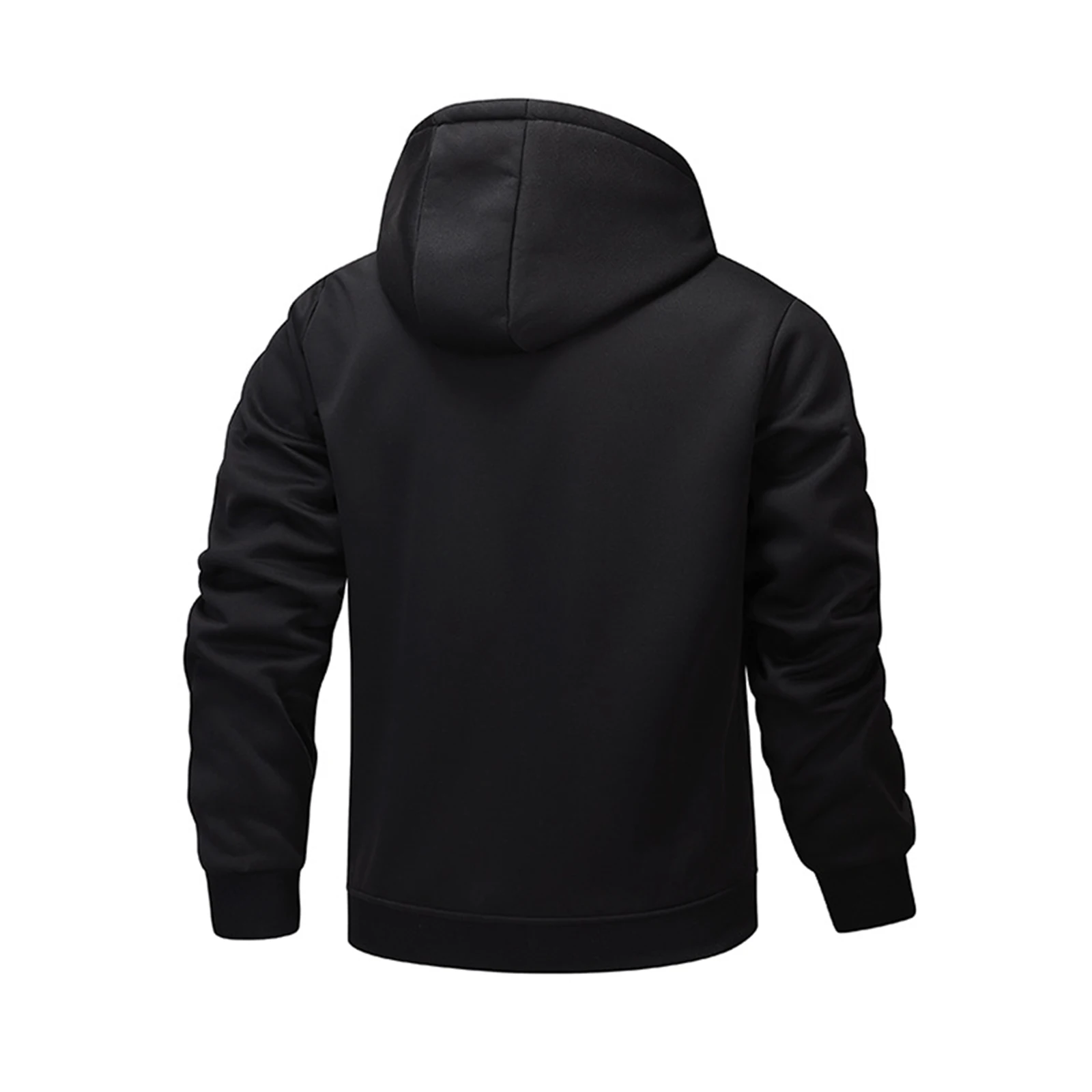 Thickened Hooded Wool Lining Zip-up Sweatshirt Jacket for Casual Daily Long Sleeve Hooded Winter Warm Sweatshirts for Men