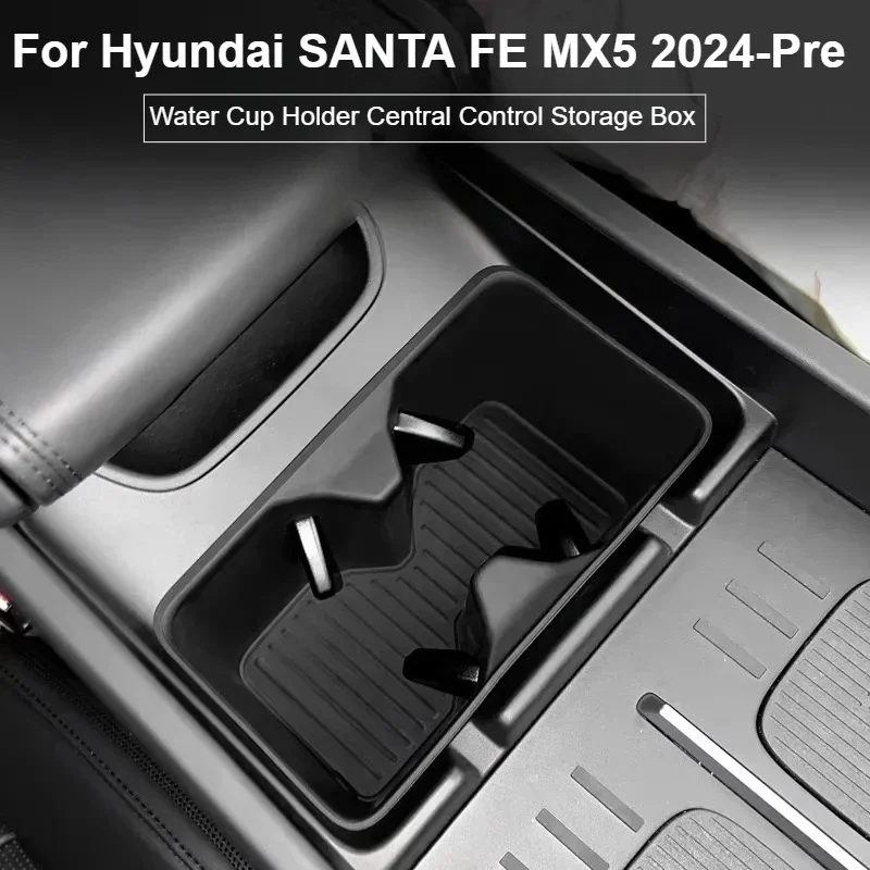 

For Hyundai SANTA FE MX5 2024-Pre Car Water Cup Holder Central Control Drinks Holder Silicone Storage Tray Interior Accessories