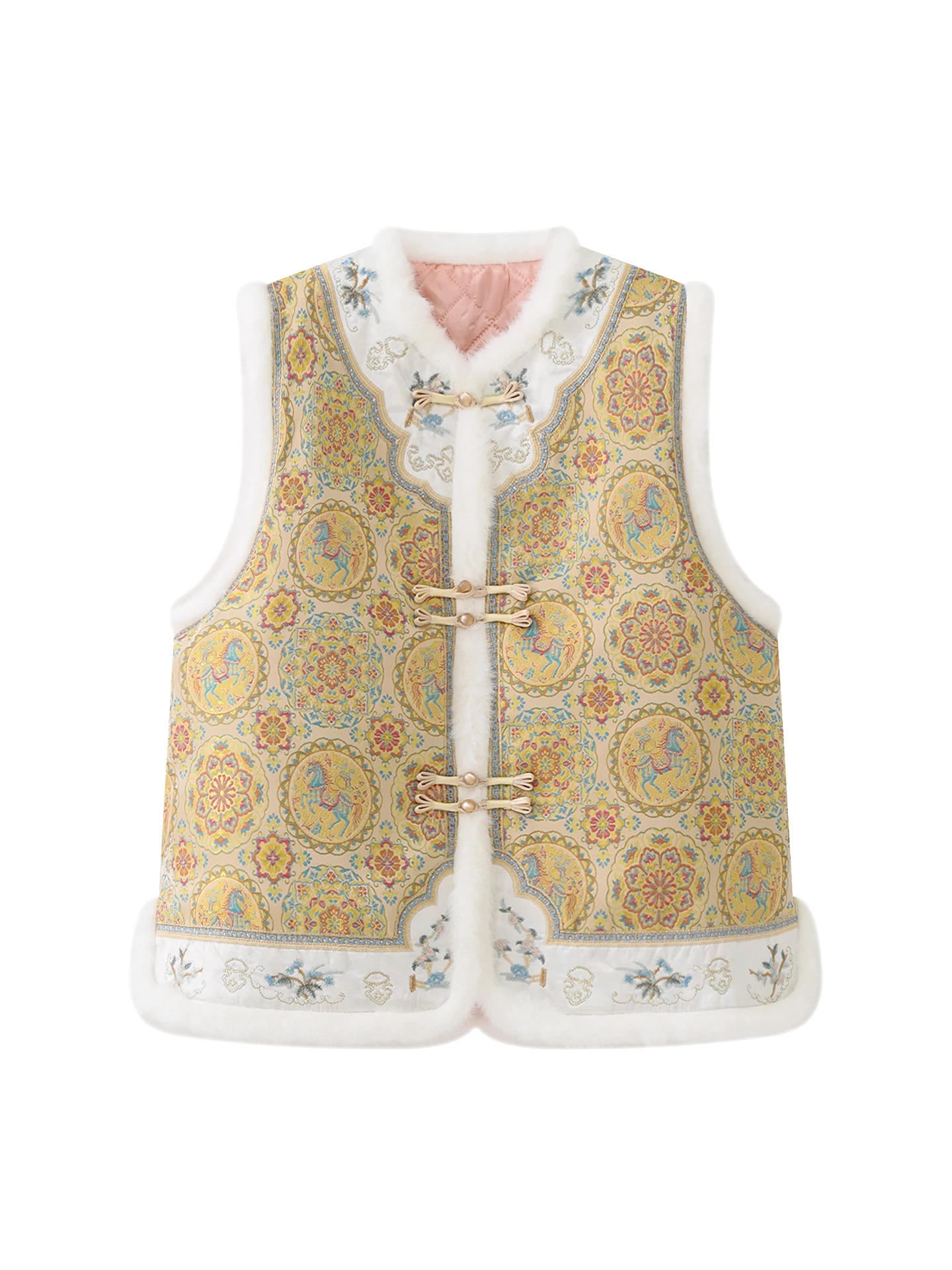 

Etam Thiened Cotton Vest Women's Outerwear Winter New Sle Traditional Chinese Embroidery Design Stand Collar Single Button