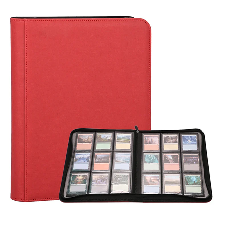 

A69P-9 Pockets Game Card Book Card Side Loading Binder Game Zipper Card With 360 Pockets Gray