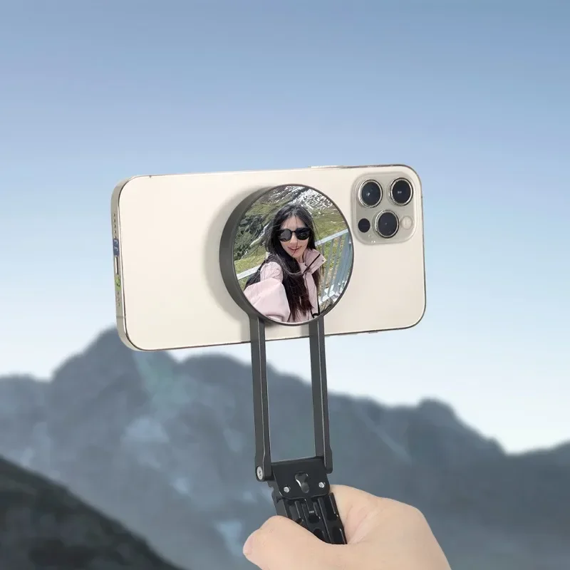 

For Magsafe Phone Tripod Dual-sided Magnetic Lazy Desktop Holder Foldable Portable Cell Phone Bracket Travel Vlog Live Streaming
