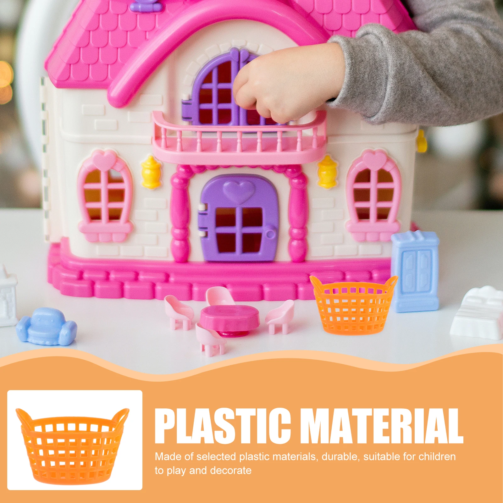 

10pcs Mini Shopping Basket Plastic Kids Play Household Lightweight Candy Jewelry Storage Crafts Decorative Baskets Supermarket