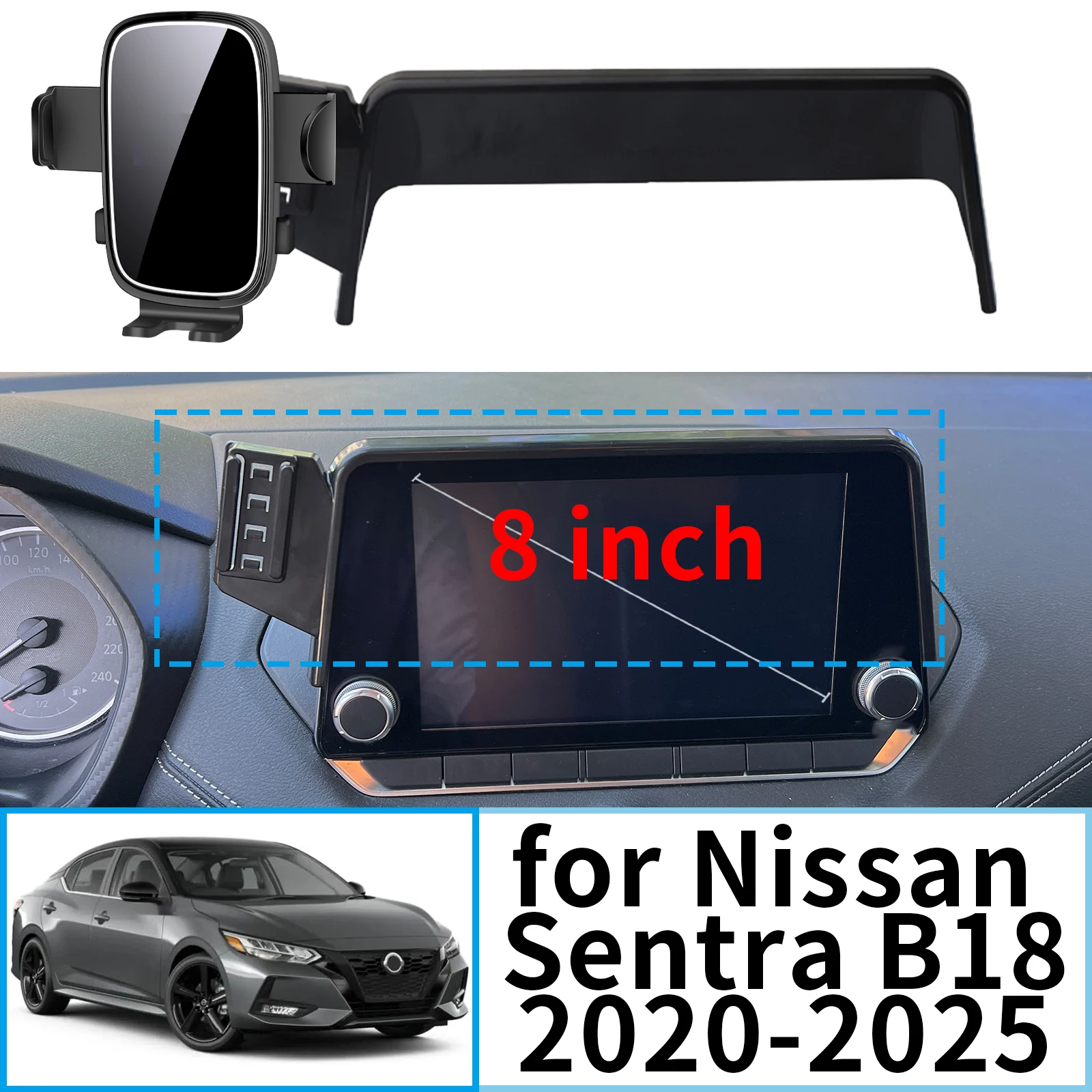 fit for Nissan Sentra B18 2020 2021-2025 (8/7inch) Stable Clip-On Phone Holder​​ Mount Screen Base No Vibration​ Car accessoires