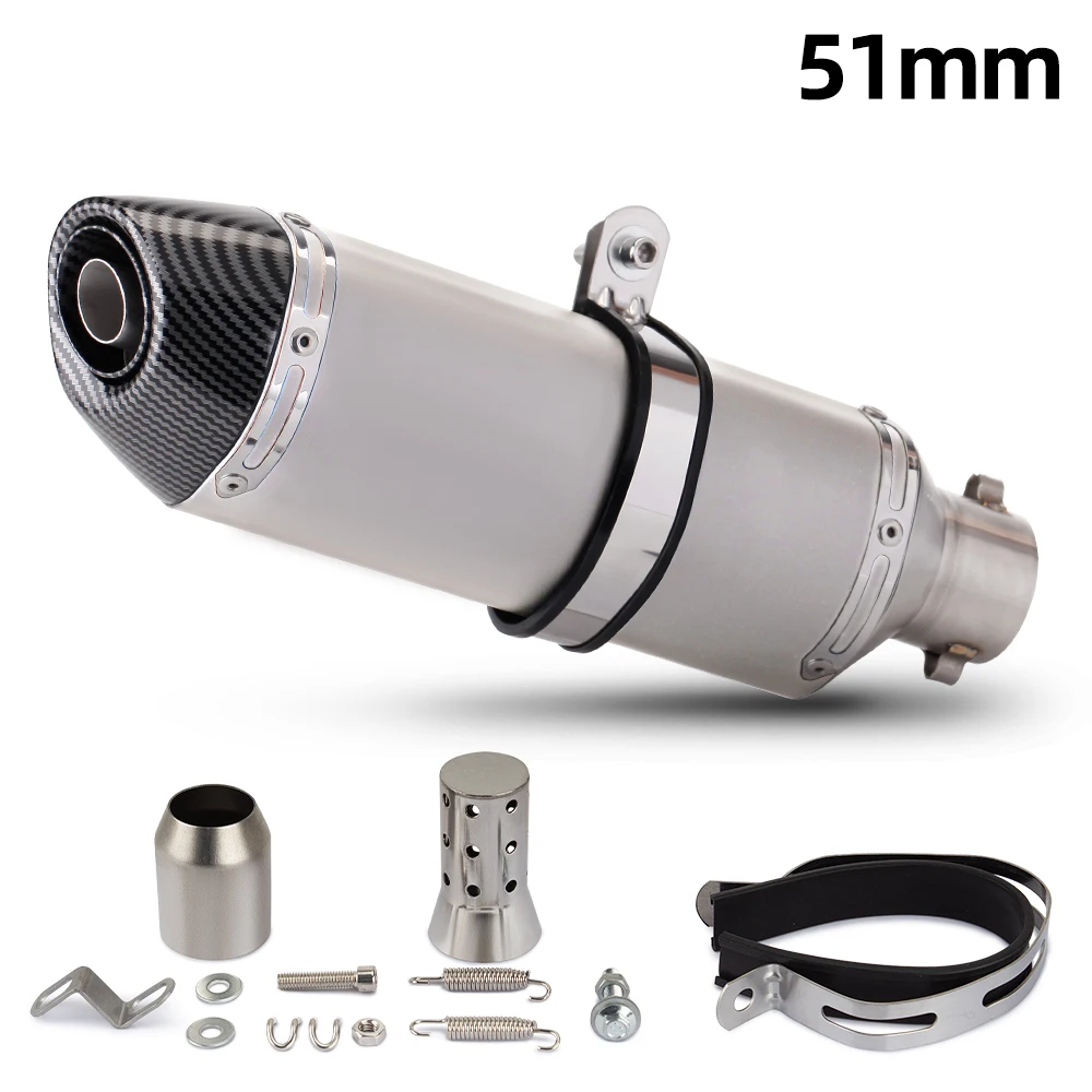 Universal 51MM Motorcycle Exhaust Pipe Racing Escape Muffler with DB Killer for AEROX155 MT03 CB400X NSS350 DL250 GSR400 ER6N
