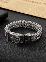 New Domineering Titanium Steel Double Row Bracelet for Men Trendy Retro Personality Generous Coarse Fashion Jewelry