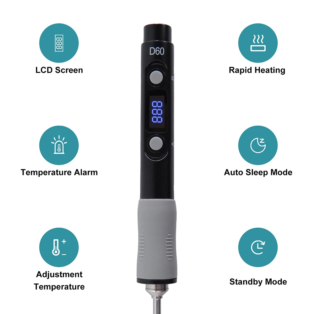 SEQURE SQ-D60B Mini Intelligent Electric Soldering Iron Smart LED Digital Display DC12-24V Portable Smart Adjustable Temp