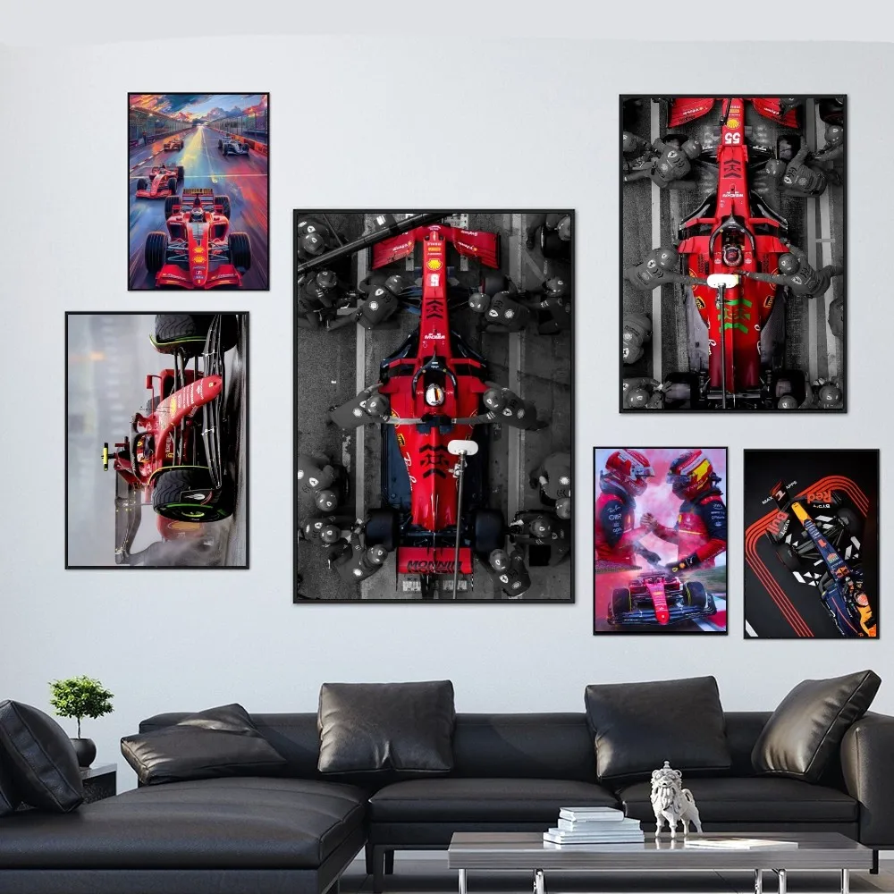 F1 Car Poster High Quality Poster Paper Waterproof Sticker Home Living Room Bar Wall Decoration Sticker