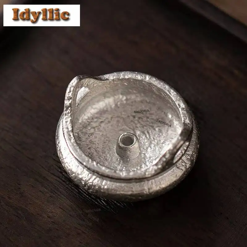 Ebony Wood Pure Tin Tripodia Incense Holder Incense Waterfall Incense Burners Meditation Smell Distributor Censer Teaware Craft