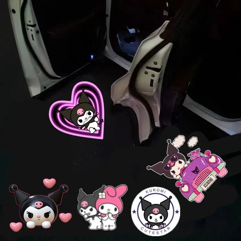

Sanrio's Car Projector Light Car Door Welcome Light's Floor Light Wireless Smart Sensor Cartoon Kuromi Auto Accessories Gift