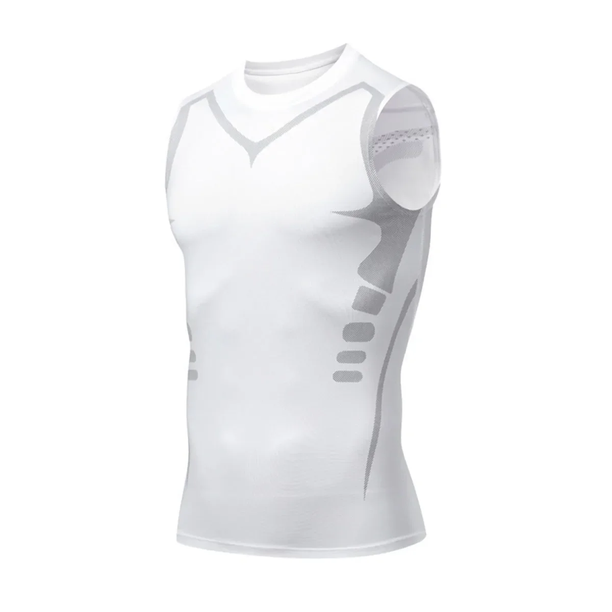 Nieuw zomer fitness compressieshirt voor heren, vormende mouwloze therapievest, mannelijke ijszijde compressie tanktops, body shaper