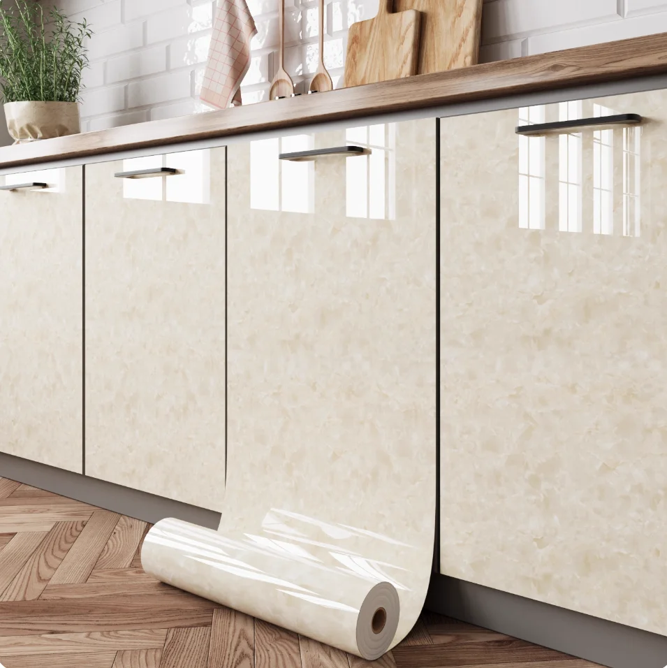 PVC Mabrle Sticker Self-Adhesive Oil-Proof Wallpaper for Kitchen Countertop Furniture Cabinet Wall Renovation Home Decor