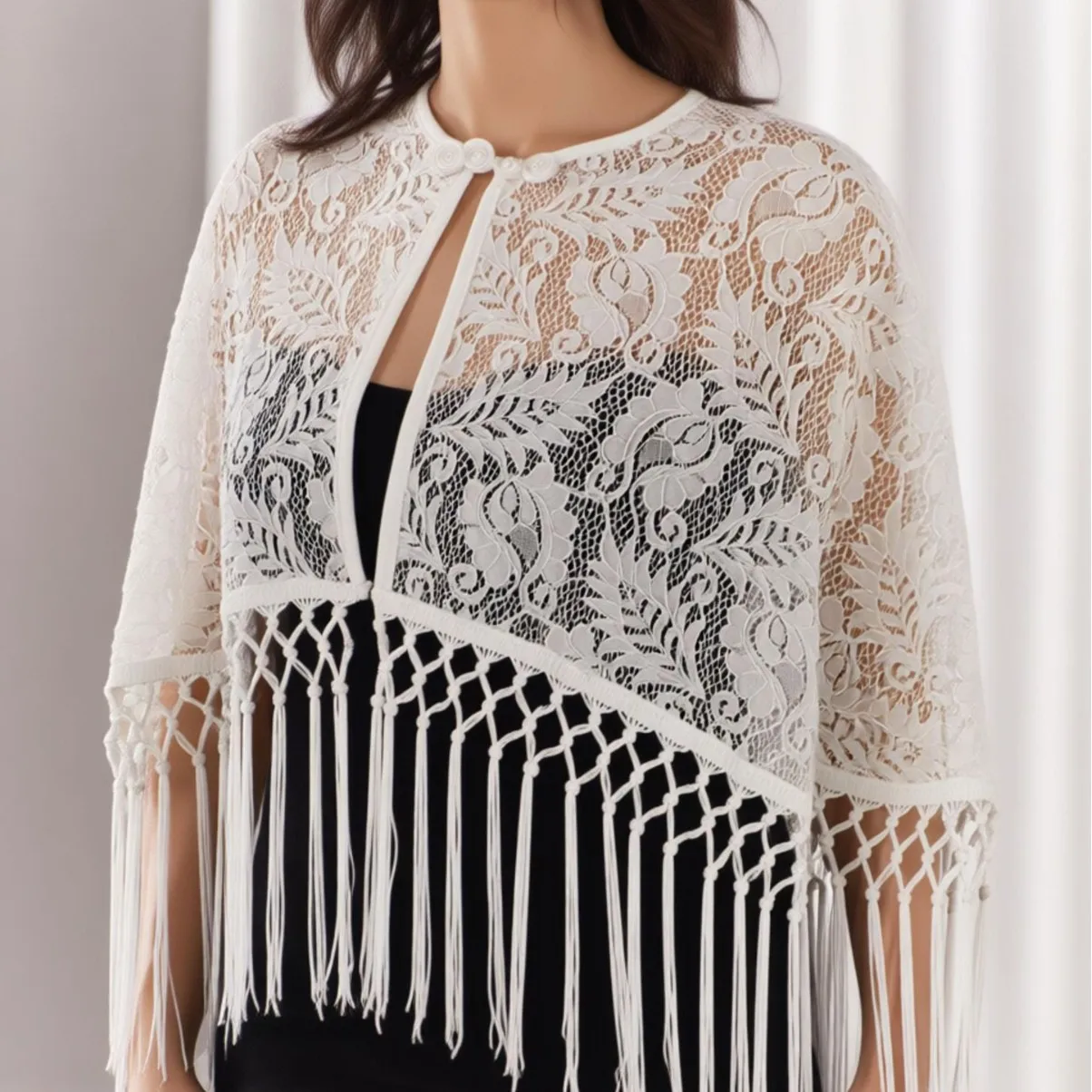 

ww27 white outer shawl fresh summer new thin, vest fringed shawl