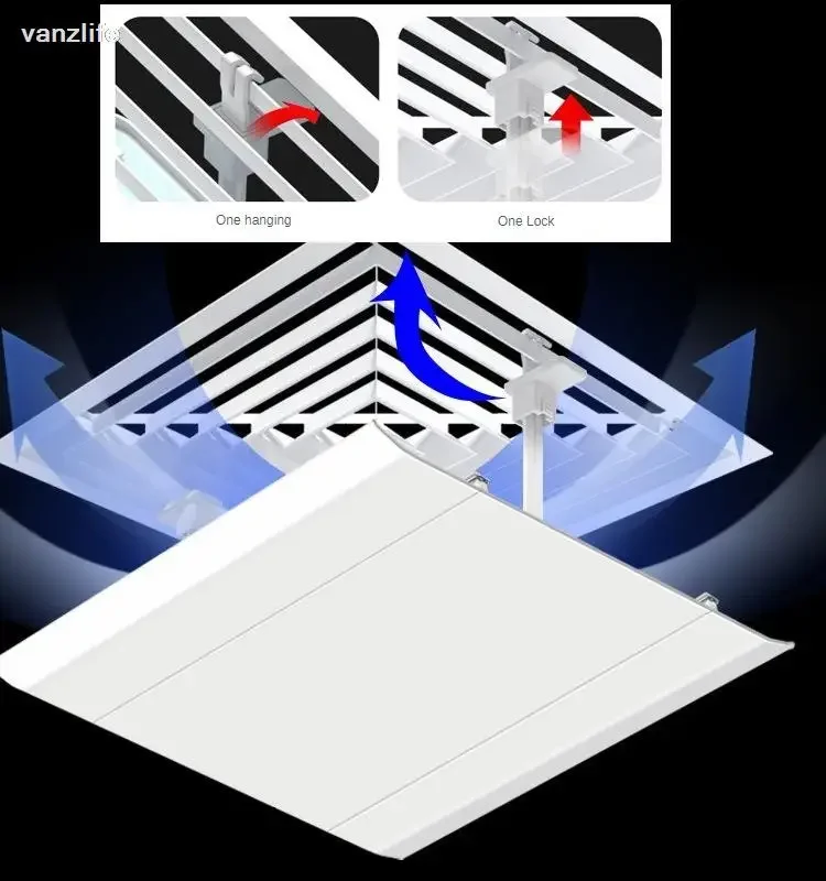 Square Ceiling AC Windshield Baffle – Suspended Central Air Outlet Anti-Straight Blow Wind Guiding Hoo view 2