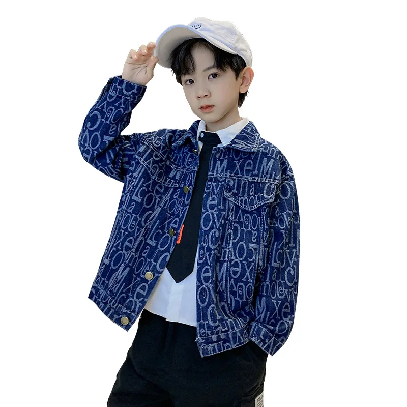 

Boys' denim jacket for spring and autumn, Korean version, Western style top, children's explosive street jacket, fashionable, co