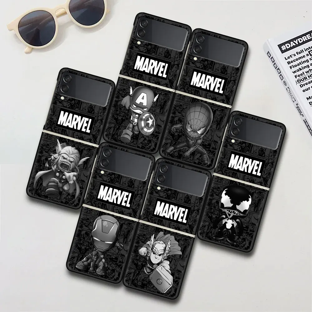 Marvel Ironman Groot Case for Samsung Galaxy Z Flip4 Flip3 Hard PC Phone Cover Flip 4 3 5G Black Folding Funda Zflip4 Zflip3