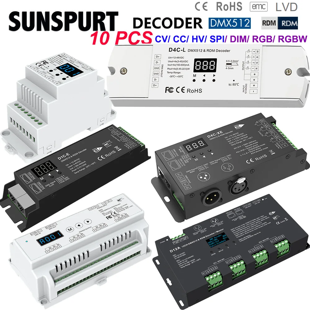 10DMX512 to SPI Decoder DMX Converter DSA DS-L DS-WP Universal DMX512/1990 Digital Signal To SPI Support 6803/2811/ 2812/2801 IC