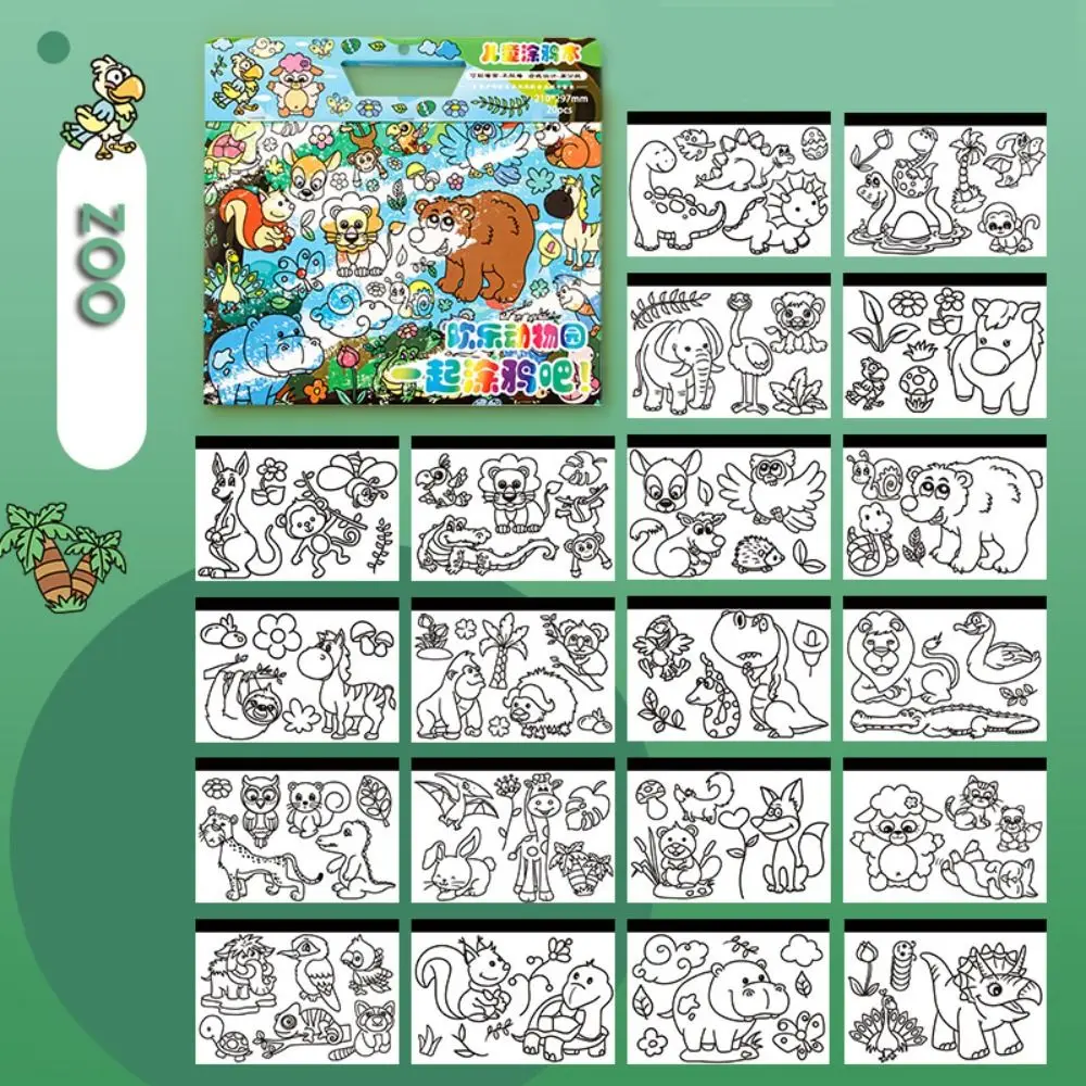 

Montessori Paper Children Coloring Activity Book Animal Portable Color Filling Toy Educational Tearable Kids/Children/Toddler