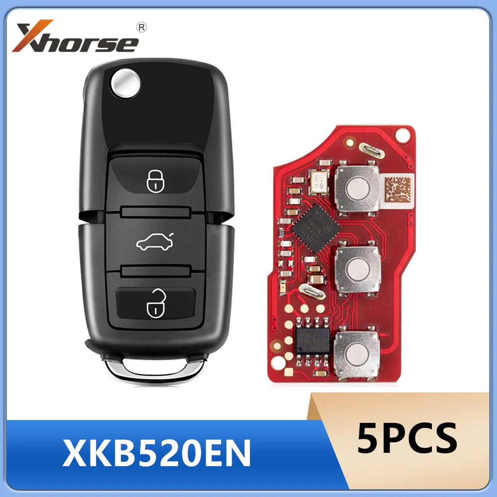 5PCS Xhorse XKB520EN 2nd Generation Wire Remote Key for Volkswagen B5 Type Update Version of XKB501EN