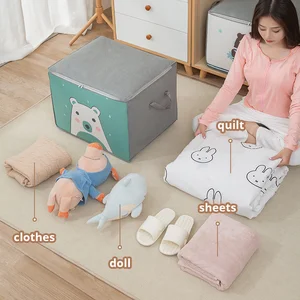 Saco De Armazenamento De Roupas De Grande Capacidade com Alça Reforçada, Organizador Dobrável com Zíper, Cobertores De Cama, 1Pc 10 principais vendas duffle coat masculino - №1