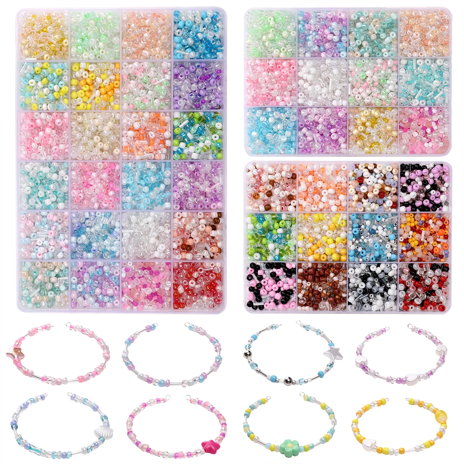 12 Grids Super Mixed Color Glass Rice Beads Set Loose Beads Handmade DIY Bracelet Necklace Beaded Material Jewelry Accessories